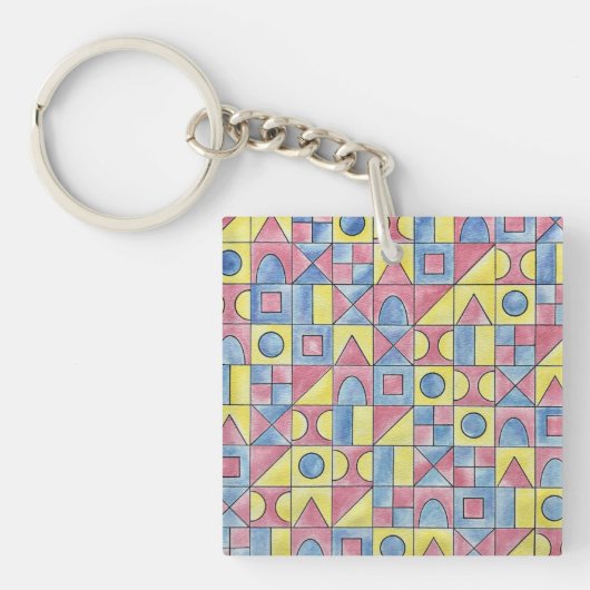 Sudoku One-Modern Bauhaus Geometric Art Sleutelhanger (Voorkant)