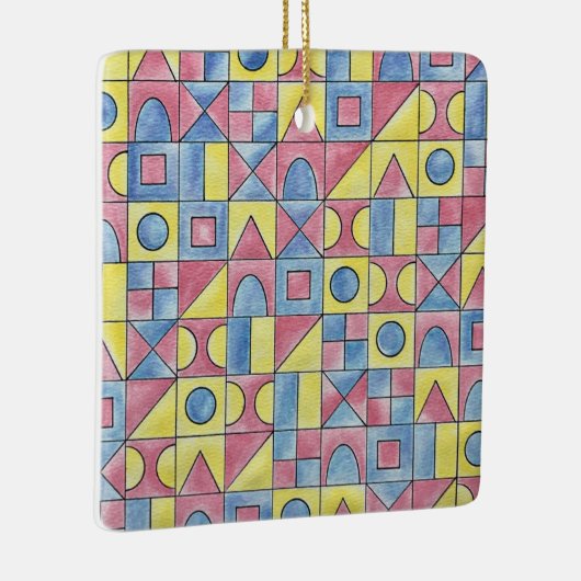 Sudoku One-Modern Bauhaus Geometric Waterverf Art Keramisch Ornament (Rechts)