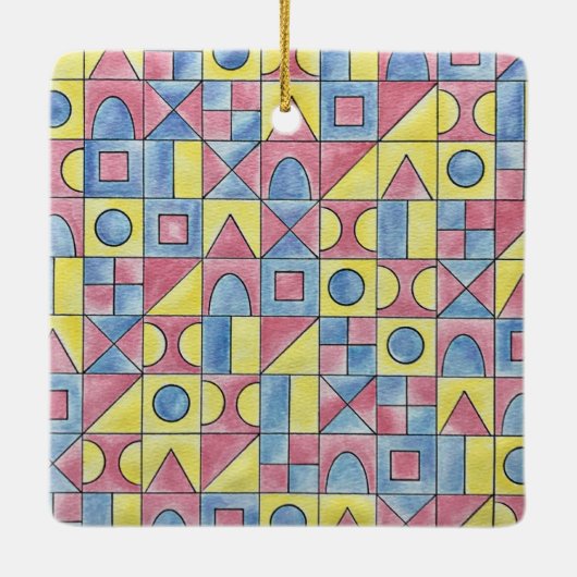 Sudoku One-Modern Bauhaus Geometric Waterverf Art Keramisch Ornament (Achterkant)