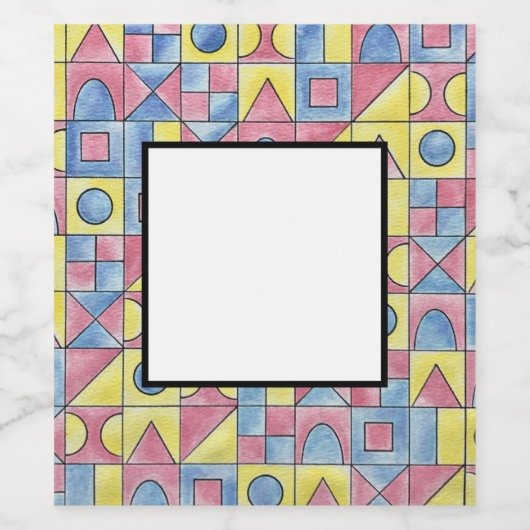 Sudoku One-Modern Bauhaus Geometric Waterverf Art Wijn Etiket (Enkel label)