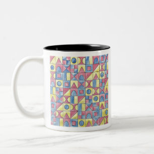 Sudoku One-Modern Minimalistische Bauhaus Geometri Tweekleurige Koffiemok