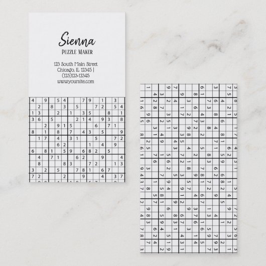 Sudoku-patroon Visitekaartje (Voorkant / Achterkant)