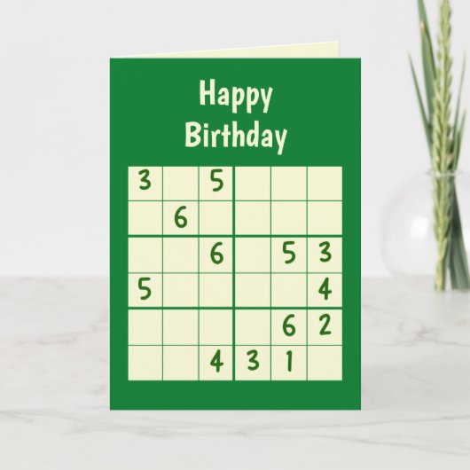 Sudoku Puzzle 6x6 Birthday Kaart (Voorkant)