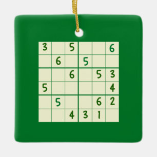 Sudoku Puzzle 6x6 keramisch siermiddel Ornament