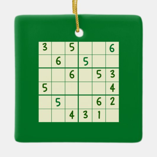 Sudoku Puzzle 6x6 keramisch siermiddel Ornament (Voorkant)