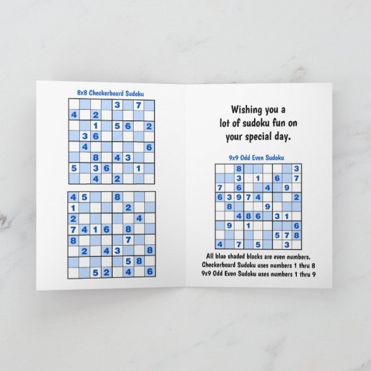 Sudoku Puzzles Birthday Card Kaart (Binnen)