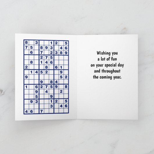 Sudoku Puzzles Birthday Card Kaart (Binnen)