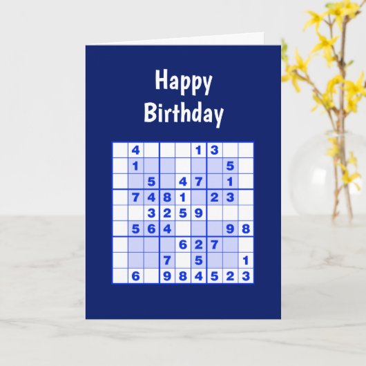 Sudoku Puzzles Birthday Card Kaart (Gele Bloem)