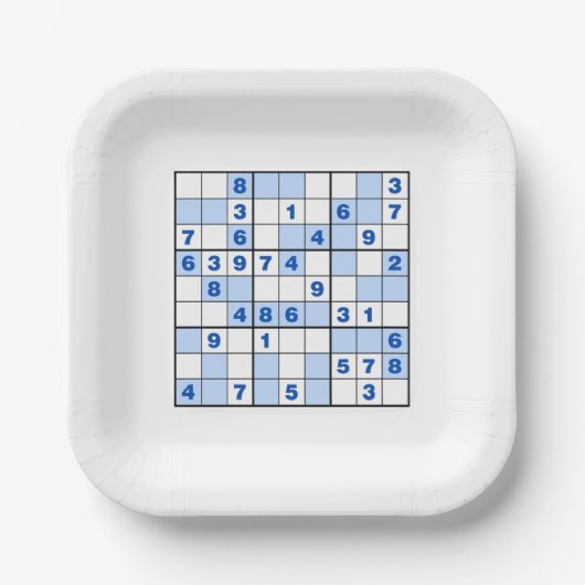 Sudoku Puzzles Papieren Bordje (Voorkant)
