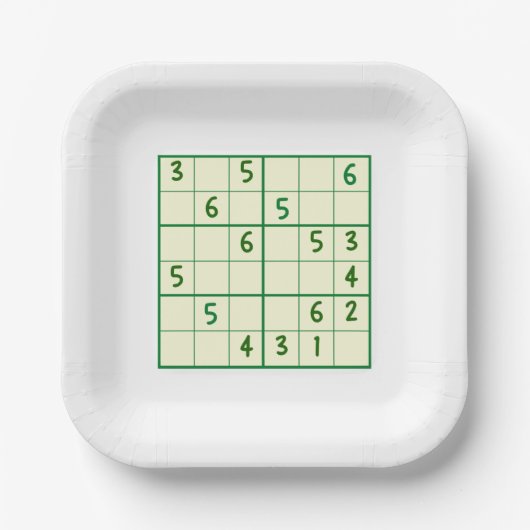 Sudoku Puzzles Papieren Bordje (Voorkant)