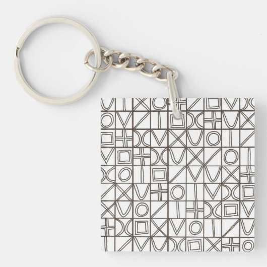 Sudoku Two-Black And White Abstract Art Sleutelhanger (voorkant)