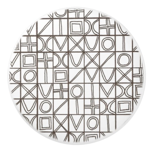 Sudoku Two-Black And White Abstract Geometric Keramische Knop (Voorkant)
