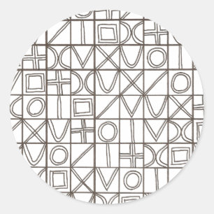 Sudoku Two-Zwart en Wit Modern Geometrisch Ronde Sticker