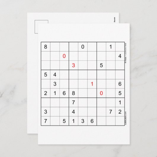 Sudoku Verjaardag Kaart 03-10 (Voorkant / Achterkant)