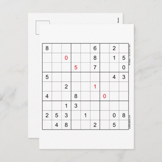 Sudoku Verjaardag Kaart 05-10 (Voorkant / Achterkant)