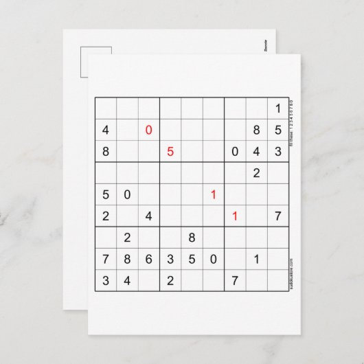 Sudoku Verjaardag Kaart 05-11 (Voorkant / Achterkant)