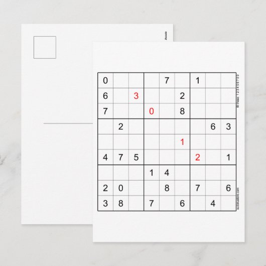 Sudoku Verjaardag Kaart 30-12 (Voorkant / Achterkant)