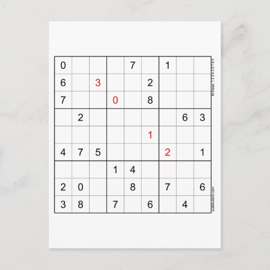 Sudoku Verjaardag Kaart 30-12 (Voorkant)