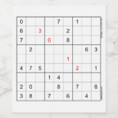 Sudoku Wijnlabel 30-12 Wijn Etiket (Enkel label)