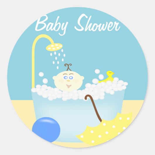 Sudsy Bathtub Blue Baby shower Sticker (Voorkant)