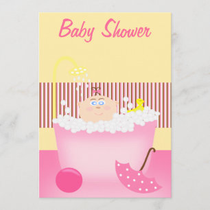Sudsy Bathtub Pink Baby shower Uitnodiging