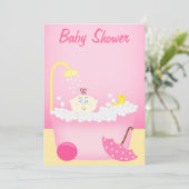 Sudsy Bathtub Pink Baby shower Uitnodiging (Staand voorkant)