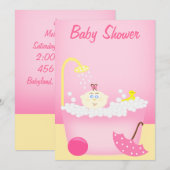 Sudsy Bathtub Pink Baby shower Uitnodiging (Voorkant / Achterkant)