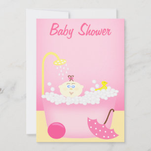 Sudsy Bathtub Pink Baby shower Uitnodiging