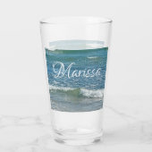 Sudsy Blue Atlantic Ocean Shore Custom Name Desk O Glas (Achterkant)