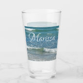 Sudsy Blue Atlantic Ocean Shore Custom Name Desk O Glas (Voorkant)