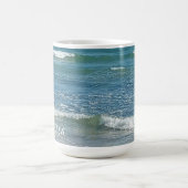Sudsy Blue Atlantic Ocean Shore Custom Name Koffiemok (Center)