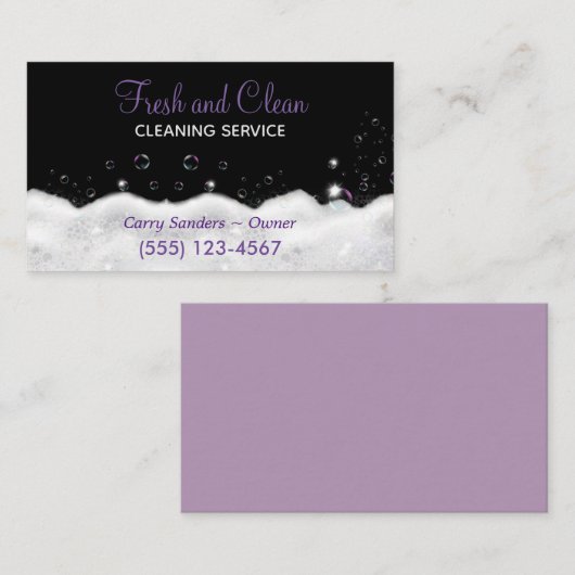 Sudsy Bubbles Design House Cleaning Service Visitekaartje (Voorkant / Achterkant)