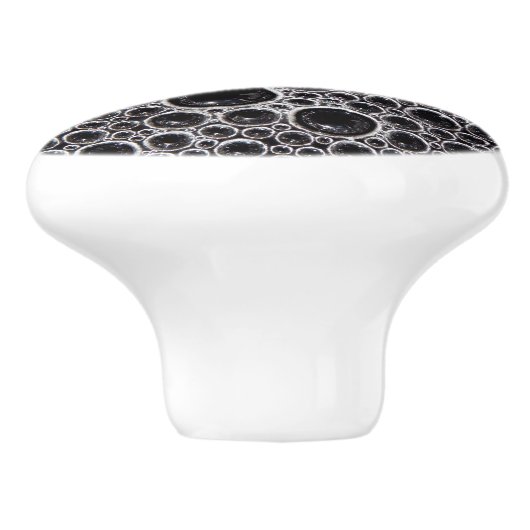 Sudsy zeepbel zwart-wit keramische knop (Zijkant)