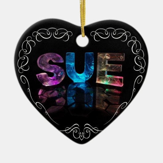 Sue - De naamsue in 3D-lichten (foto) Keramisch Ornament (Voorkant)