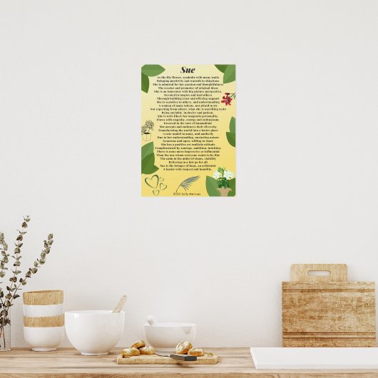 "Sue" Name Poem Poster (Keuken)