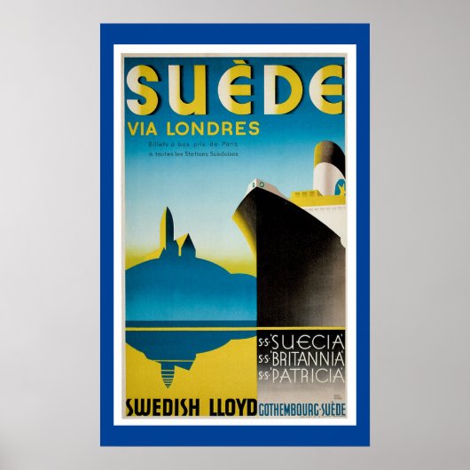 Suede Sweden  scheepsreclame Poster (Voorkant)