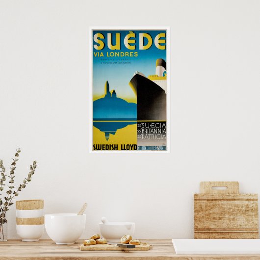 Suede Sweden  scheepsreclame Poster (Keuken)