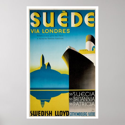 Suede Sweden  scheepsreclame Poster (Voorkant)