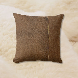 Suede Tan Line Kijk van Leder Kussen
