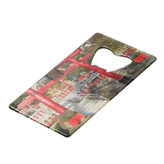 Suehiro Ogami Shrine (Fortune Frog Shrine) Creditkaart Flessenopener (Achterkant Gekanteld)