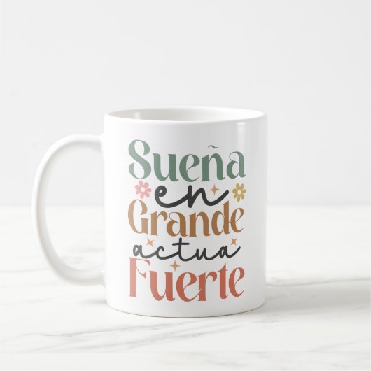 "Sueña en Grande Actúa Fuerte" Boho Inspirerend Koffiemok (Links)