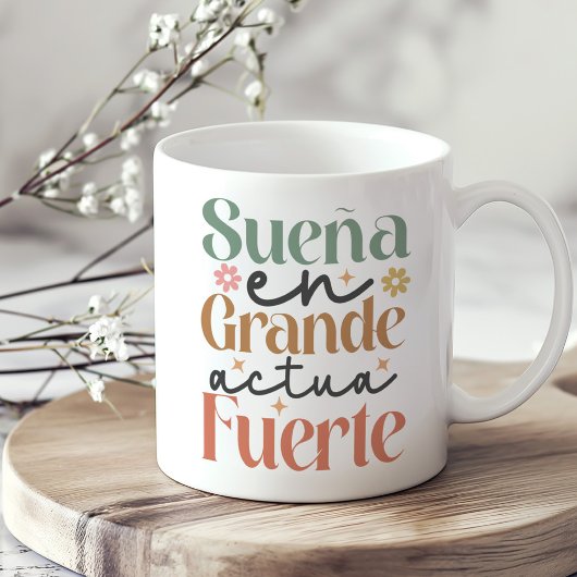 "Sueña en Grande Actúa Fuerte" Boho Inspirerend Koffiemok