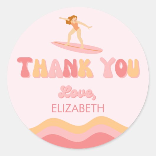 Sufer Verjaardags Meisje - Favor Bag Sticker (Voorkant)