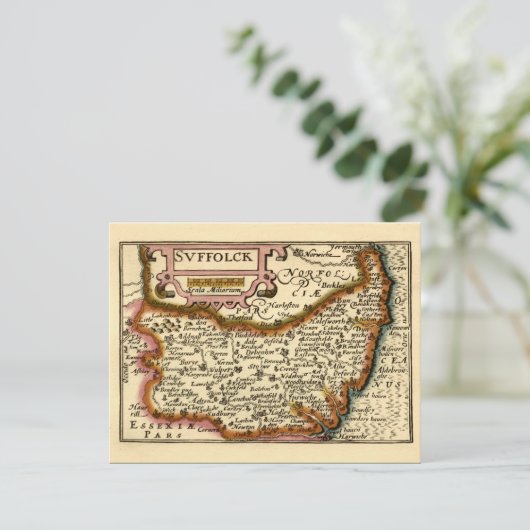 "Suffolck" Suffolk County Map Kaart (Staand voorkant)