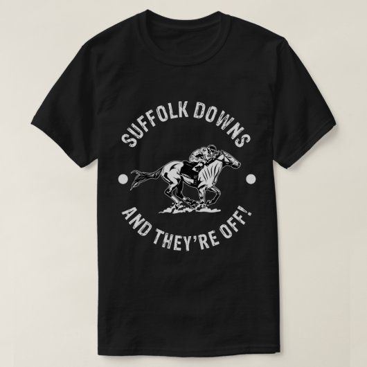 Suffolk Downs Racetrack Horse Racing Fan Equestria T-shirt (Design voorkant)
