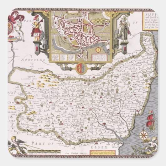 Suffolk en de situatie in Ipswich Vierkante Sticker (Voorkant)