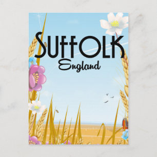 Suffolk England farmyard cartoon reisposter Briefkaart