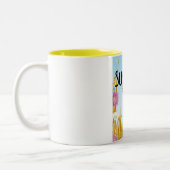 Suffolk England farmyard cartoon reisposter Tweekleurige Koffiemok (Links)