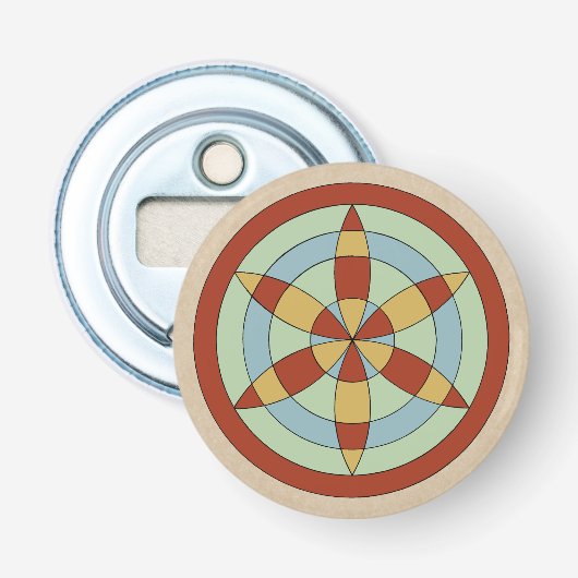 Suffolk Hexafoil (Daisy Wheel) Heksenmarkering Button Flesopener (Voorkant)