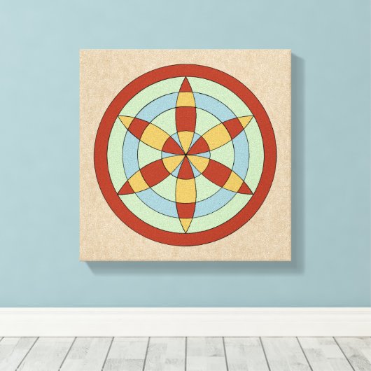 Suffolk Hexafoil (Daisy Wheel) Witch Mark Canvas Afdruk (Insitu (Houten vloer))